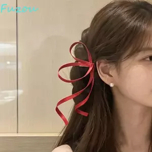 FUJIOU 1 Cặp Satin Ruy Băng Nơ Barrettes, Kẹp Tóc Nơ Tơ 3D, Phụ Kiện Trụ Retro Chảy Hoa An Toàn Bên Kẹp Tóc Đám Cưới