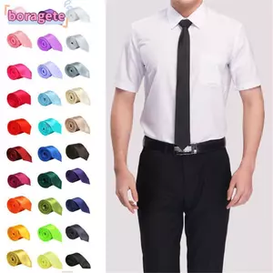 BORAGETE Tie Solid Casual Slim Plain wedding