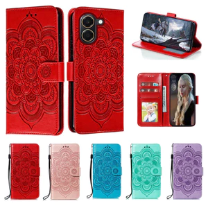 Emboss Hoa Da Điện Thoại Dành Cho Honor X7e 4G Datura Ví Flip Book Case Cover Funda