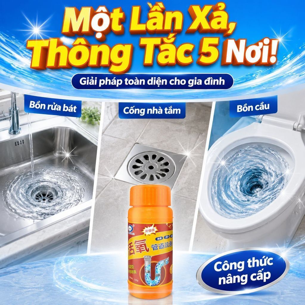 🔥sốc🔥Thông tắc 1 phút dung dịch thông cống | Khử mùi bồn cầu hiệu quả tức thì | Tẩy sạch tắc nghẽn bồn cầu vệ sinh ống