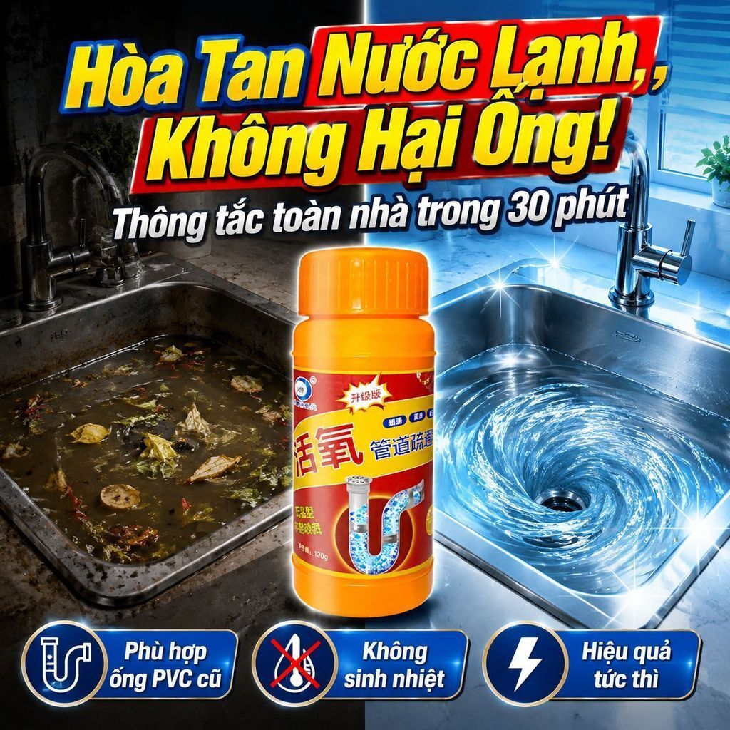 🔥sốc🔥Thông tắc 1 phút dung dịch thông cống | Khử mùi bồn cầu hiệu quả tức thì | Tẩy sạch tắc nghẽn bồn cầu vệ sinh ống