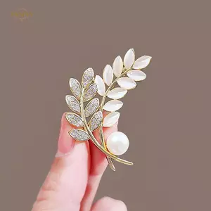 PNPIA- Sáng Bóng Opal Ngọc Trai Lúa Mì Tai Thổ Cẩm Phù Hợp Với Áo Chống Ánh Sáng Xòe Phụ Kiện Ánh Sáng Sang Trọng Huy Hiệu Pin Bule Trang Sức Tinh Tế