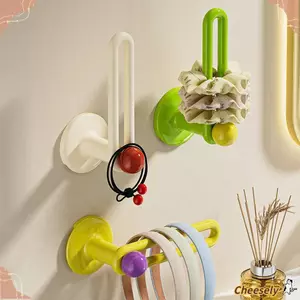 Móc lưu trữ băng đô CHEESELY, Móc treo vải Dopamine miễn phí đục lỗ, Giá đựng đồ nhà bếp treo tường hình chữ L di động Nhà bếp phòng tắm