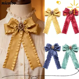 NICOLOO Nơ, Cà Vạt Có Thể Tháo Rời Sẵn, Vải Thanh Lịch Xù Viền Thanh Lịch Nhìn Nơ Trâm Cài Trang Trí Cổ