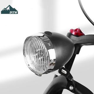 DTW Cổ Điển Retro Đèn Pha Xe Đạp Vỏ ABS 3 Đèn LED Xe Đạp Đi Đêm Cảnh Báo An Toàn Đèn Trước Không Có Pin Thể Thao