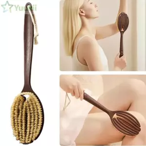 Bàn chải chải chải khô YUUKII, Bàn chải cứng Bàn chải chà lưng lông mềm, Tay cầm dài Bàn chải tắm lông tự nhiên Dụng cụ tắm