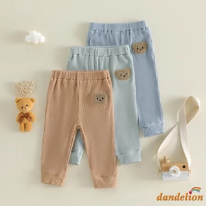 3 Quần Cho Bé Trai 0-3 Tuổi Gấu Đáng Yêu Thêu Eo Co Giãn Quần Dài Để Mặc Hàng Ngày