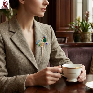 Men Vintage Vẹt Thổ Cẩm Hợp Kim Kẽm Bền Pin Cho Phù Hợp Với Áo Khoác