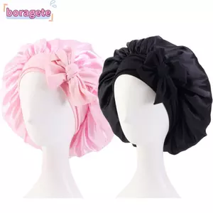 BORAGETE Silk Nightcap, Satin Có Mũ Ngủ Đầu, Mũ Chăm Sóc Tóc Băng Đô Rộng Turban Bonnet Beanie Nữ Trẻ Em