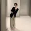 Pure Desire Kem chống nắng lụa băng phong cách Hàn Quốc Mùa hè Áo len Cardigan cổ chữ V phong cách mới dành cho nữ Hot Girl Màu đen Tính khí dài tay