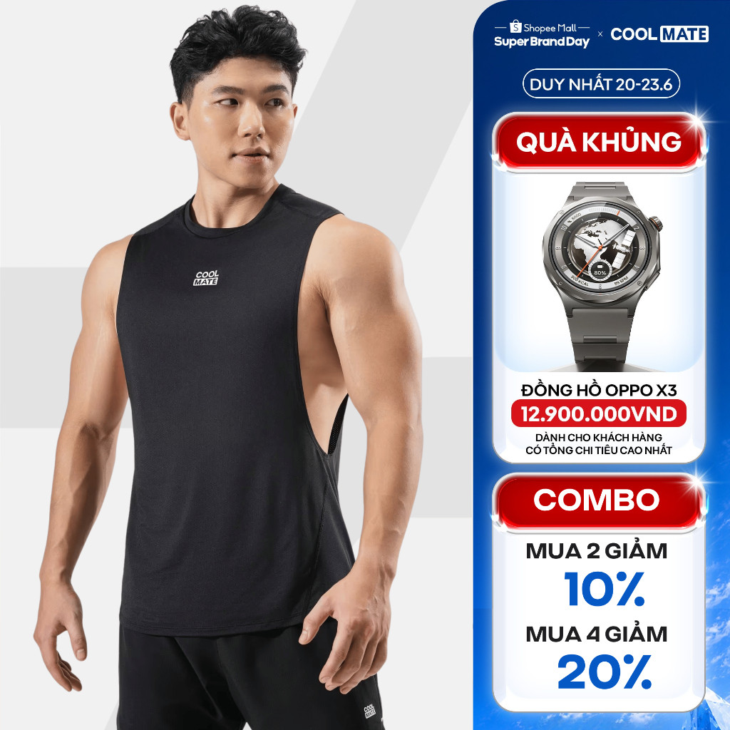 [MUA 4 GIẢM 20%]Áo ba lỗ nam Drop Arm Gym thể thao vải Mesh Peach co giãn thấm hút Coolmate