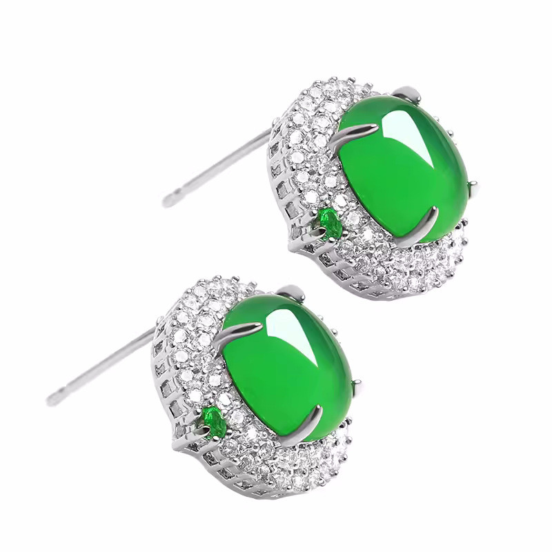 Bông tai nữ Chalcedony tự nhiên thanh lịch
