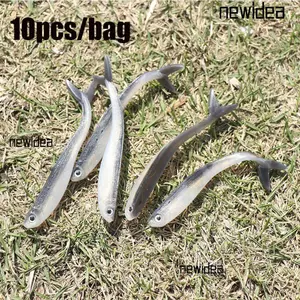 NEWIDEA 10 CÁI Mồi câu cá Maggot Silicone Jigging 8cm / 2g Tôm mềm