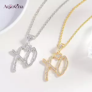AqToCna 1 Cái Nam Thời Trang Đường Phố Xu Hướng Phụ Kiện Trang Sức Quà Tặng Tinh Tế Bong Bóng Chữ Xo Kẻ Sọc Trắng Zircon Mặt Dây Chuyền Nelace AqToCna