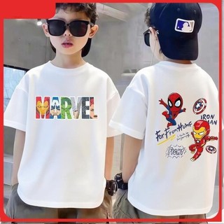 2026 Áo thun  trẻ em tay ngắn cotton thoáng khí in hình Người Nhện Marvel mát mẻ Phù hợp cho trẻ em năm mới
