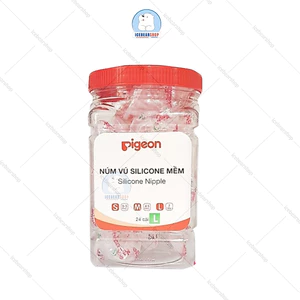 Núm Vú Pigeon Cổ Hẹp Tiêu Chuẩn Hộp 24 cái, Núm Ti Thay Thế Bình Cổ Hẹp Cho Trẻ Sơ SInh và Trẻ Nhỏ