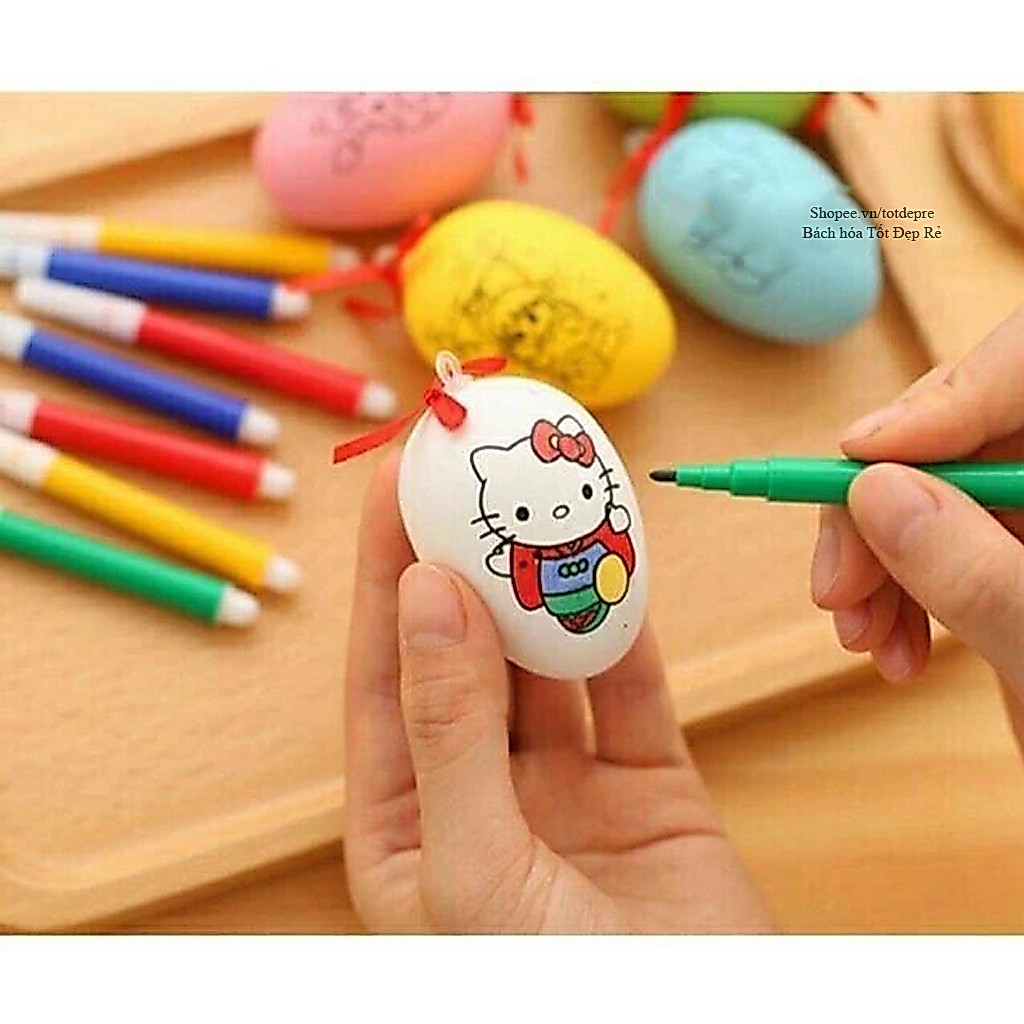 Combo 3 quả trứng kèm bút lông màu cho bé tập tô màu