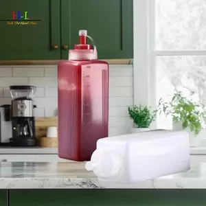 HL 600 / 800 / 1000ML Bóp Nước Sốt Chai Gia Vị Miệng Lớn Chống Bụi Gia Vị Nhà Bếp Salad Nước Sốt Dầu Ô Liu LMWU