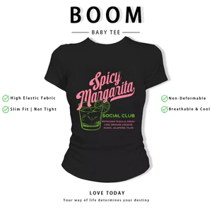 BOOM Áo Baby Tee Nữ Cotton Ôm Body-Áo Thun Ngắn Tay Y2K In Hình PhongCách Mùa Hè, Cổ Tròn Hàng Đầucách hàn quốc phong497