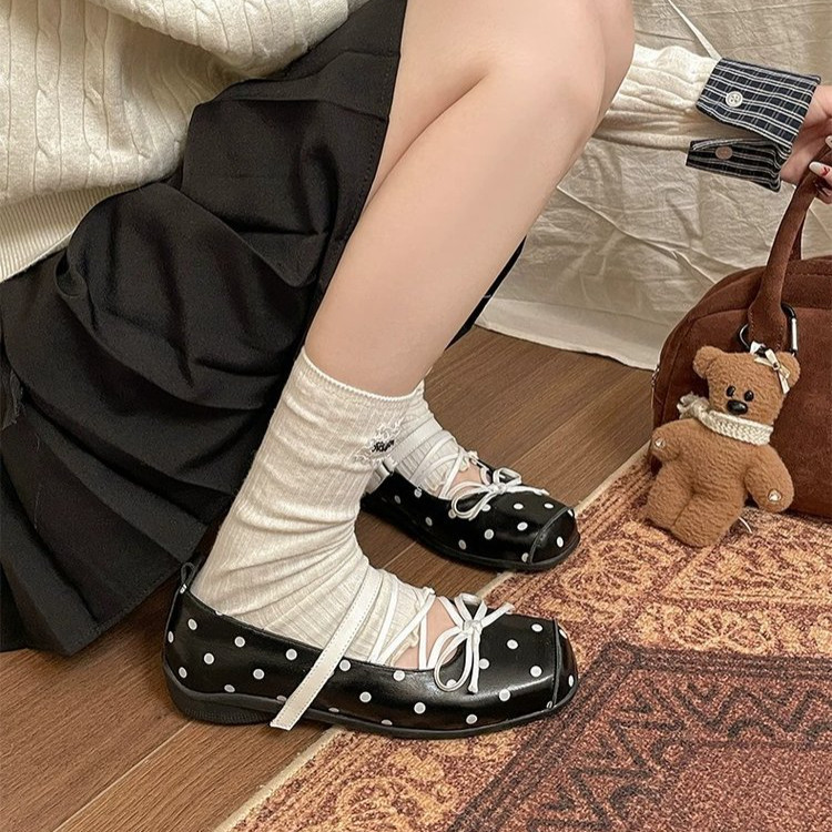 Tính Khí Pháp Retro Chấm Bi Bên Trong Tăng Chiều Cao Mary Jane Giày Mùa Hè Phong Cách Mới Thoải Mái Mặc Bên Ngoài Chống Trơn Trượt Chống Mài Mòn Một Chân Nông Miệng Nhà Máy Giá Bán Buôn