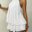 PYCOU Halter Neck Tie Dress, Halter Tie Backless Mini Dress, Y2K Vải Voan Không Tay Màu Trơn Mùa Hè Ruffle Dress Mặc Kỳ Nghỉ