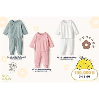 Punchun SS2025 Bộ cúc chéo Fluffy cho bé
