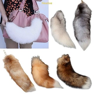 Nice Dễ Thương Cáo Đuôi Lông Mặt Dây Chuyền Móc Chìa Túi Quyến Rũ Cặp Đôi Cho Ba Lô Trang Trí Xe Hơi