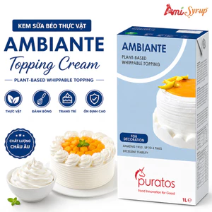 Kem Sữa Béo Thực Vật Ambiante Topping Cream Hộp 1L, Dùng Cho Bánh Mousse, Pudding Hoặc Bánh Tiramisu