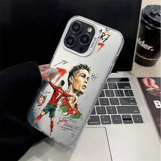 Ốp lưng iPhone Bồ Đào Nha họa tiết Ronaldo phủ kim loại IMD iP 17 16 15 14 13 12 11 Pro Max Plus X Max 7 8 Plus Air