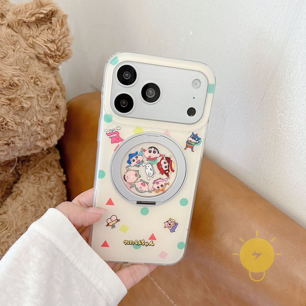 Phone Case For iPhone 17 Pro Max 16 15 with Griptok TPU Crayon Xiao Xin Rotate with Griptok Aesthetic Korean Cute