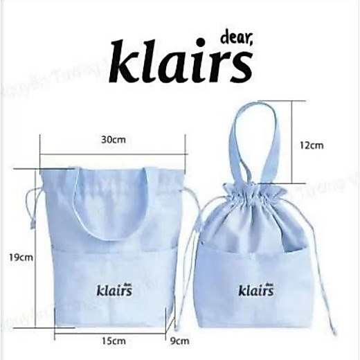 [QUÀ TẶNG KHÔNG BÁN]  Dear, Klairs túi dây rút xanh dương