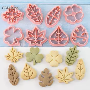 GCDHome 8 Miếng Dễ Thương Lá Cắt Bánh Quy Để Nướng Bánh Quy Khuôn Báo Chí Lá Khuôn Bánh Quy Bộ Dụng Cụ Nhà Bếp Nhựa Cookie Tem HOT