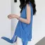 Áo Vest không tay xoắn màu xanh Pháp có dây buộc eo hẹp Tính khí nhẹ nhàng Trưởng thành Dopamine Mùa hè Slimer Look Top