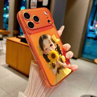 Ốp Lưng IPhone 13 15 11 17 16 12 14 ProMax  Cô bé hoa hướng dương 7 8Plus XR X XS Max