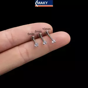 MAKY 1 Cái 4 Móng Vuốt Bên Trong Sợi G23 Titan Phẫu Thuật Tươi Xuyên 16Gauge Labret Bông Tai Xoắn Tragus Xuyên VN