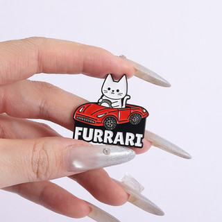 Mèo trắng dễ thương lái xe Ferrari kim loại - Bộ quà tặng cá tính cho bạn bè