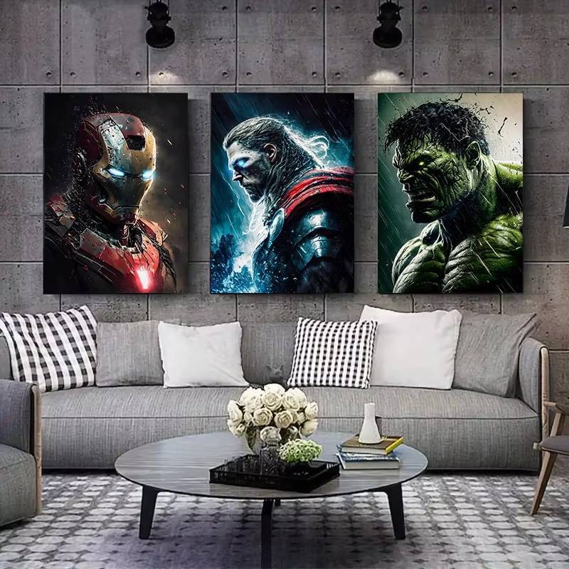 Marvel Avengers Người Nhện poster Người Sắt Hulk Captain America Hulk Tranh canvas Nghệ Thuật Tranh Treo Tường Trang Trí Nhà Cửa