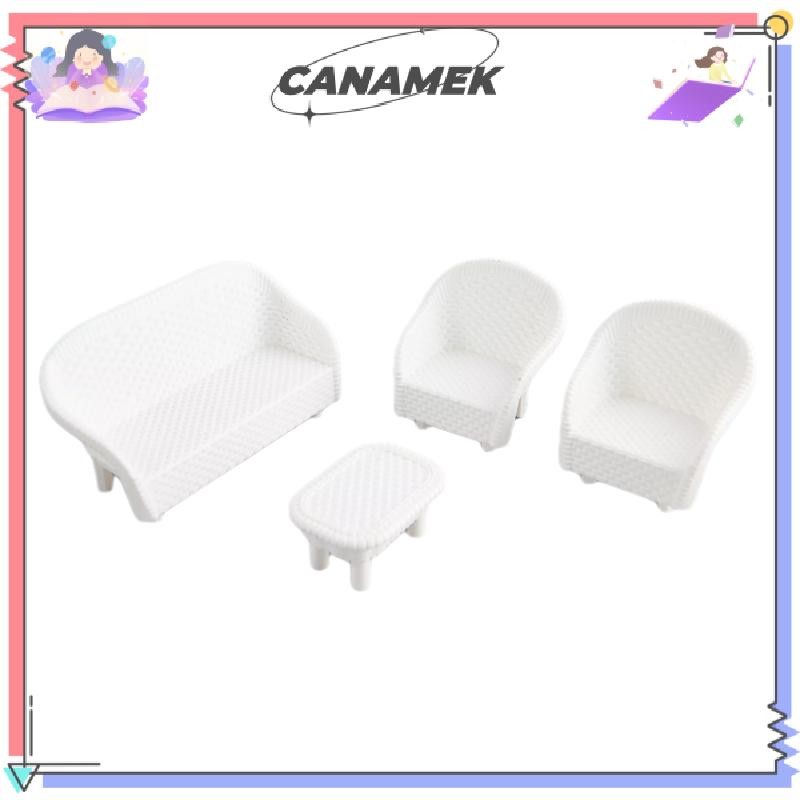 CANAMEK 4 Trắng DIY Nhà Búp Bê Thu Nhỏ Phòng Khách Cổ Sofa Bàn Mô Hình Đồ Chơi Trẻ Em CSF