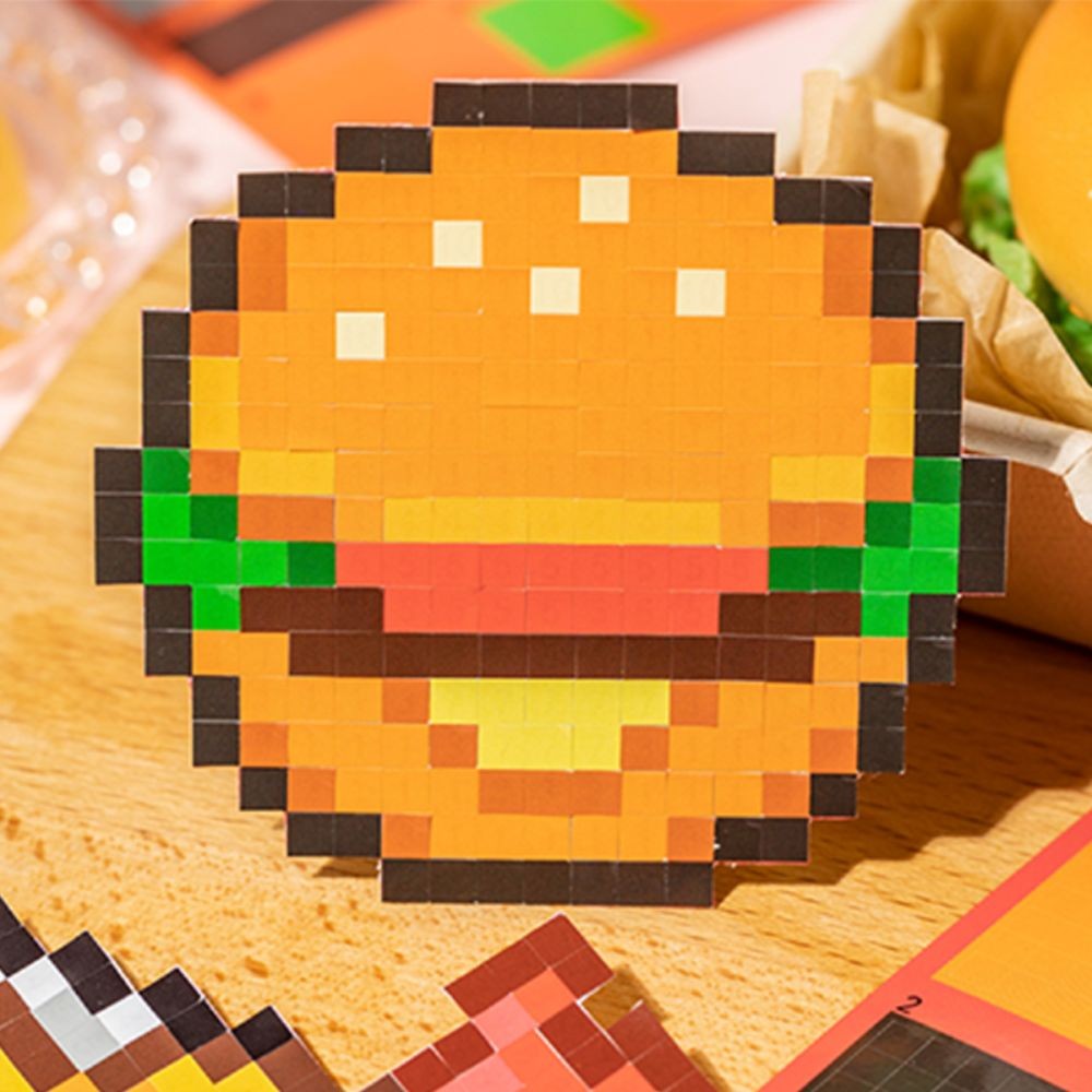 HIGHVIEWLS Dán Đậu, Phim Hoạt Hình DIY Perler Hạt Phong Cảnh Miếng Dán Sách, Phong Cách Pixel Tự Dính Mini Tô Màu Miếng Dán Sách Album Ảnh