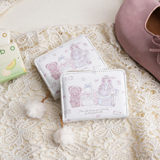 Thời Trang Gấu Ngọt Ngào Cô Gái In Ví Nữ Dễ Thương Đa Năng Nhiều Thẻ Hộp Đựng Tiền Xu