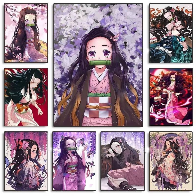 Nezuko Kamado Canvas Nghệ Thuật Demon Slayer Trang Trí Tường Nghệ Thuật Nhà Trang Trí Tường Canvas Poster