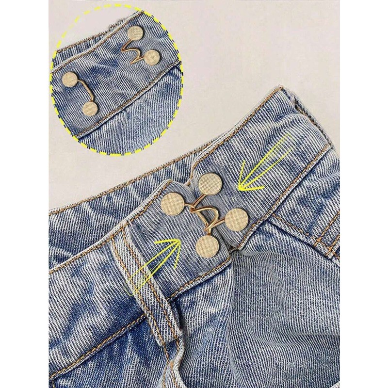 1 Bộ Quần Eo Cincher Nút Kim Loại Có Thể Tái Sử Dụng, Thích Hợp Cho Quần Jean Và Váy