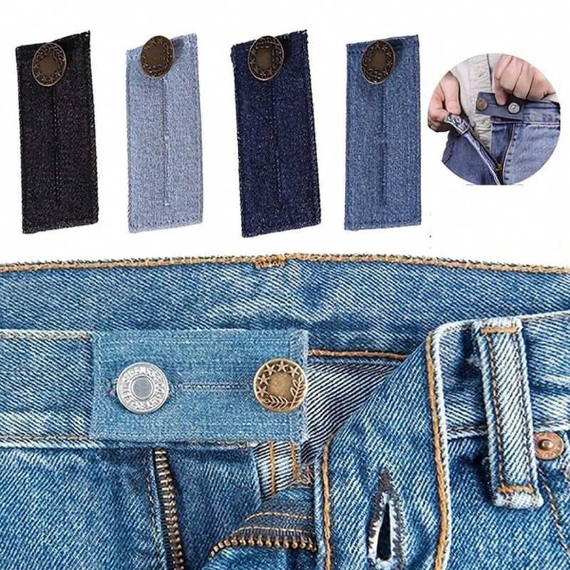 1 Bộ Mở Rộng Quần Bao Gồm Quần Nút Mở Rộng Móc Dài Eo Có Thể Điều Chỉnh Dây Co Giãn Và Thắt Lưng Mở Rộng Dụng Cụ May Thực Tế
