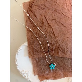 Dễ Thương Màu Xanh Đính Hạt Bóng Chó Mặt Dây Chuyền Gãy Bạc Đính Hạt Vòng Cổ Nữ