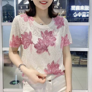 Áo thun cổ tròn ngắn tay in hình phong cách Trung Quốc
