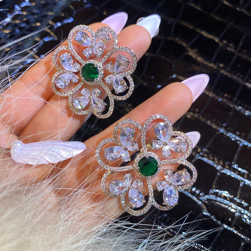 Thời Trang Hàn Quốc Zircon Phong Cách Mới Nhẹ Sang Trọng Bông Tai Thanh Lịch Bán Buôn