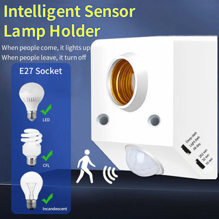 AC85-265V LED Tự Động Cơ Thể Người Hồng Ngoại Cảm Biến IR Đèn Giá Đỡ Bóng Đèn LED Đèn E27 Đế Treo Đèn Tường