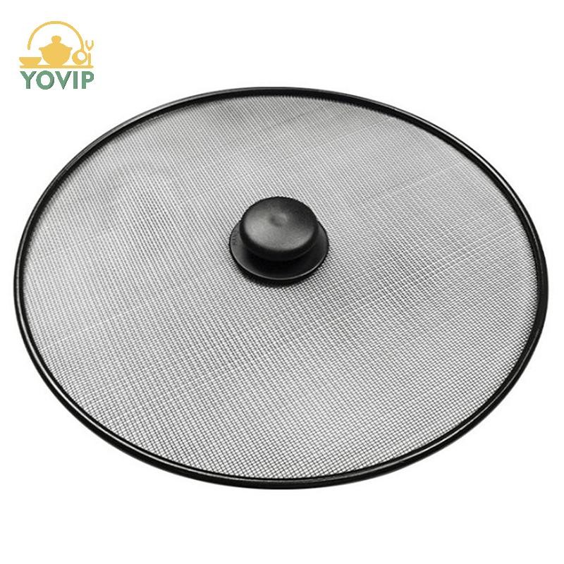 YOVIP Đen Splatter Màn Hình Chống Mỡ Chảo Chiên Dầu Bắn Bảo Vệ Nắp Lưới Mịn Bắn Bảo Vệ Nắp Nắp Dụng Cụ Nhà Bếp VN