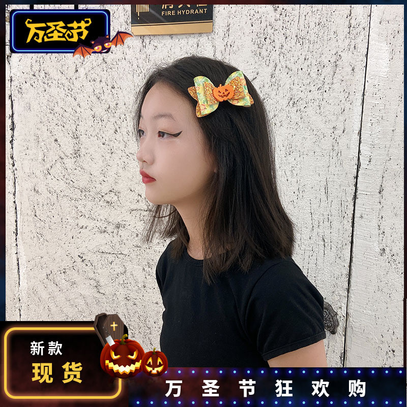 Halloween Trẻ Em Đầu Cam Nơ Kẹp Tóc Ngộ nghĩnh Phù Thủy Phụ Kiện Tóc Hoạt Hình Trẻ Em Băng Đô Bán Buôn 25.9.25