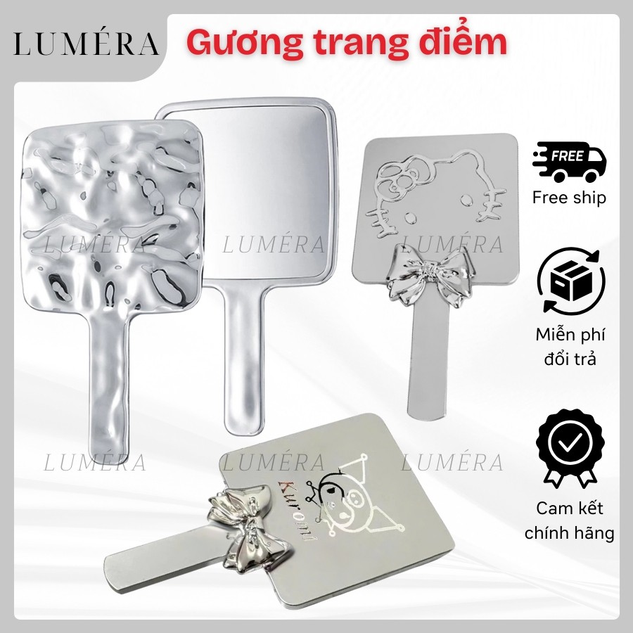 Gương trang điểm cầm tay, gương bạc vuông họa tiết dễ thương makeup sang chảnh tiện lợi nhiều mẫu